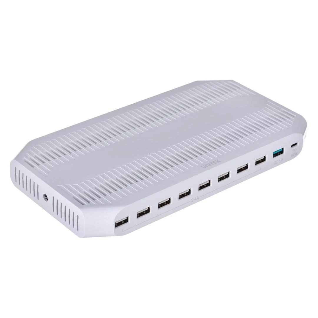 UNITEK Y-2190 įkrovimo stotelė 8x USB 2.4A 160W 2x QC3.0 USB-C Y-2190