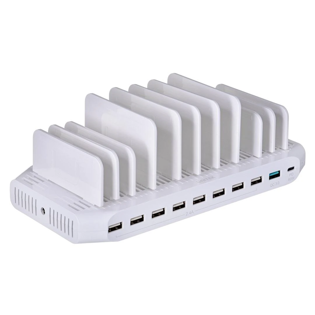 UNITEK Y-2190 įkrovimo stotelė 8x USB 2.4A 160W 2x QC3.0 USB-C Y-2190