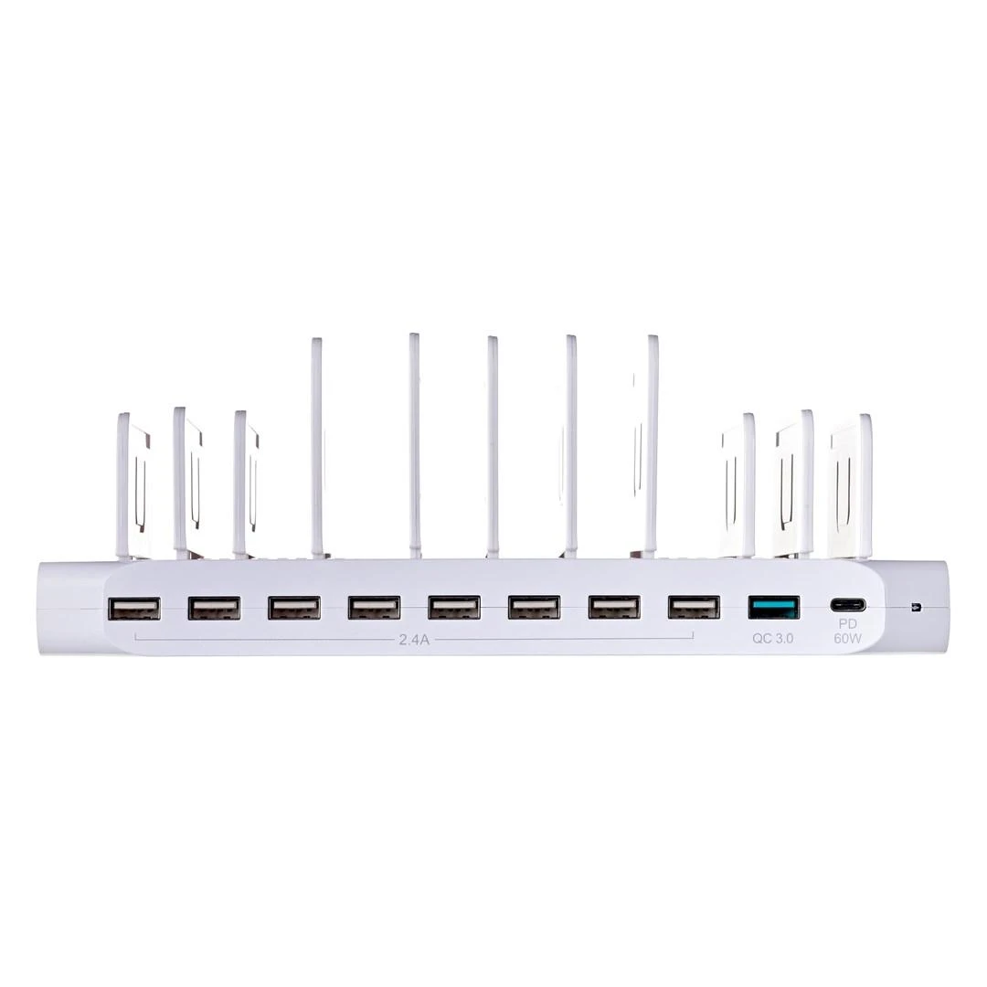UNITEK Y-2190 įkrovimo stotelė 8x USB 2.4A 160W 2x QC3.0 USB-C Y-2190