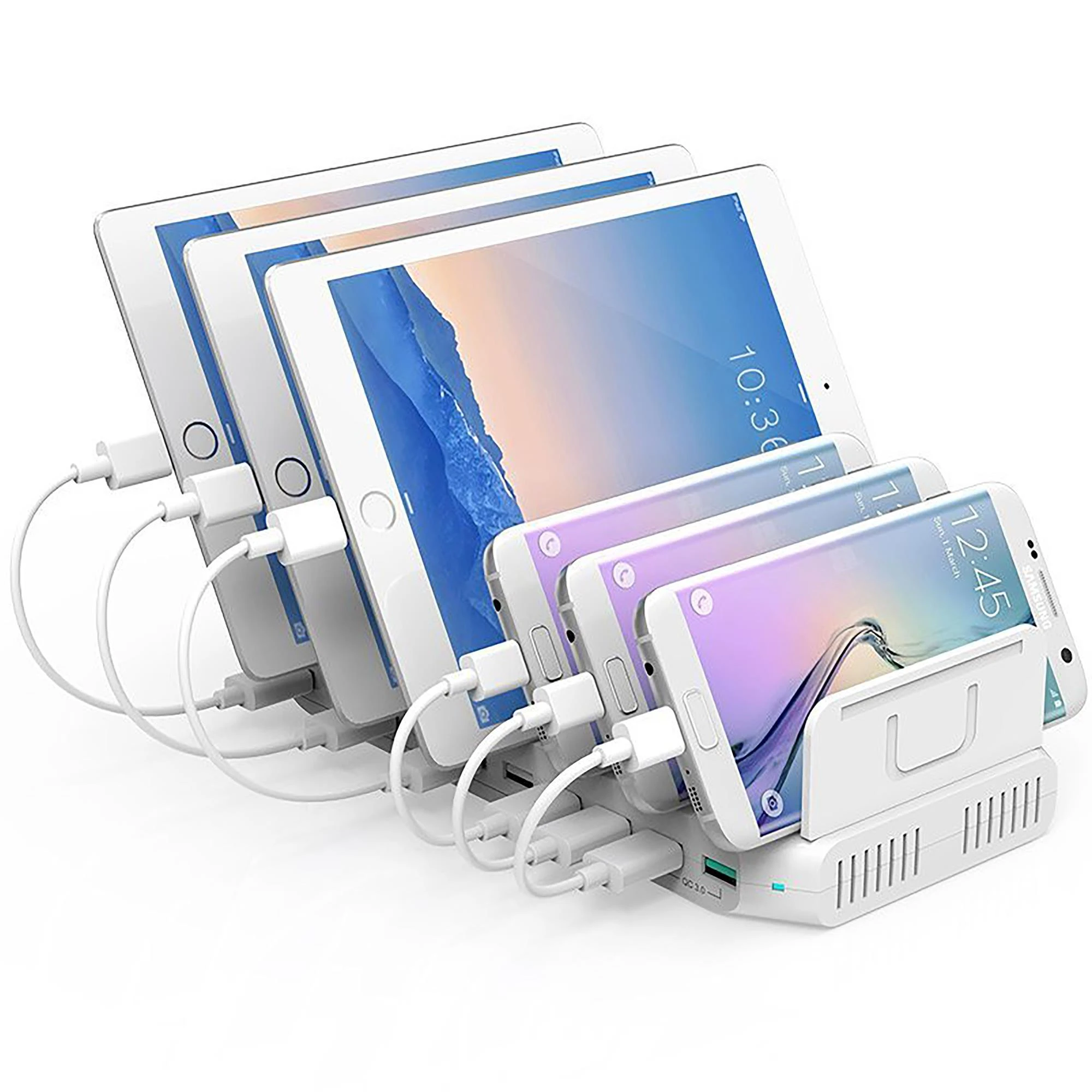 "UNITEK Y-2190A Unitek įkrovimo stotelė 10x USB 2,4A, 96W 2x QC3.0 Y-2190A"
