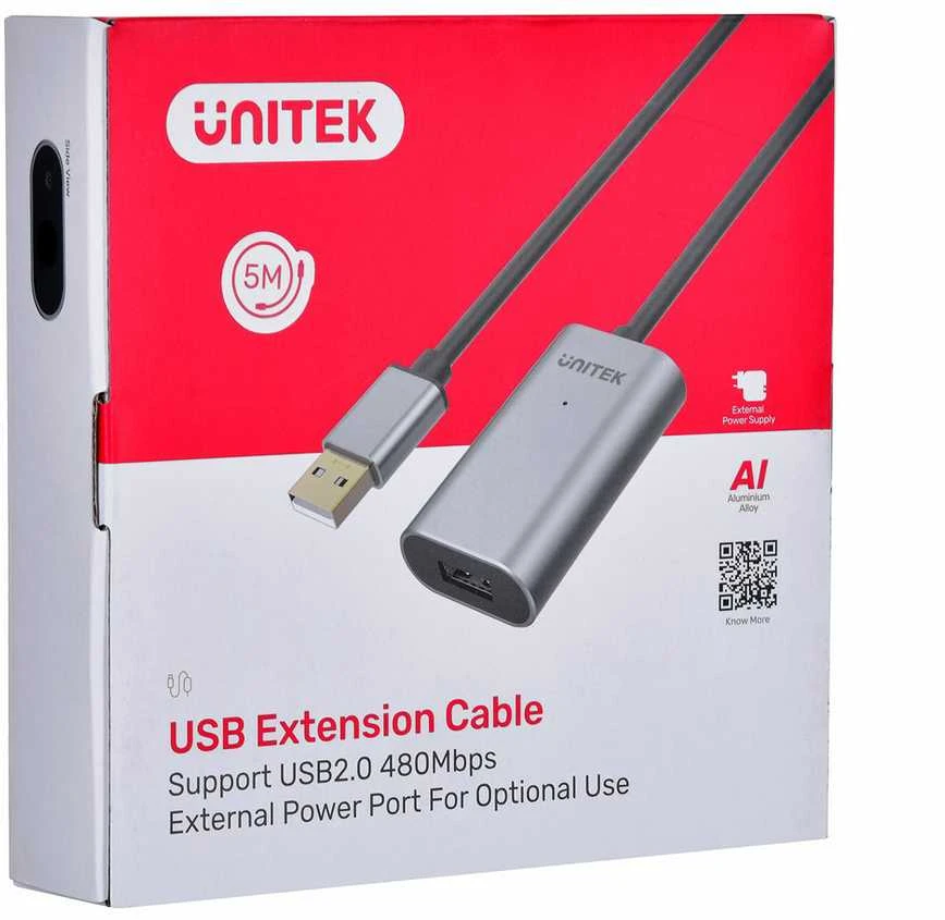 UNITEK Y-271 Unitek Cable USB 2.0 Active Extension, 5m, Alu., Y-271
