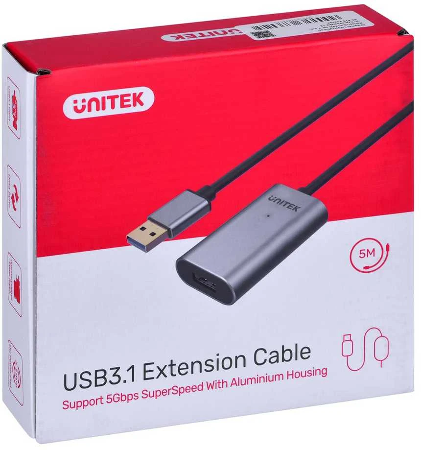 UNITEK Y-3004 Unitek Cable USB 3.0 Active Extension, 5m, Alu., Y-3004