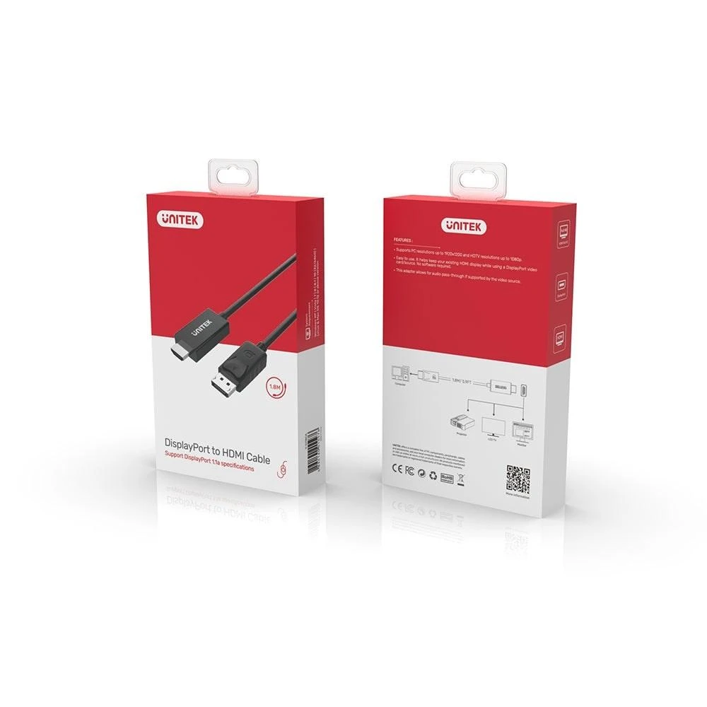 UNITEK Y-5118CA Unitek kabelis DisplayPort prie HDMI 1.8m Y-5118CA