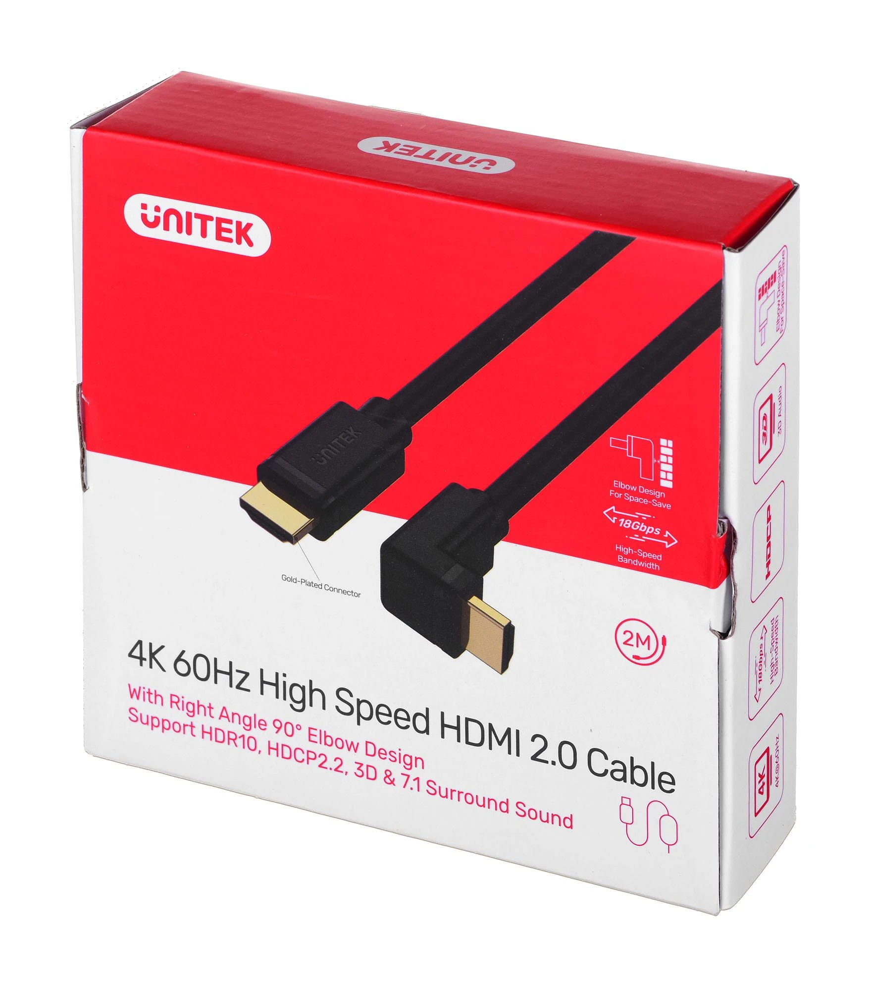 Unitek HDMI 2,0 m kampu 90