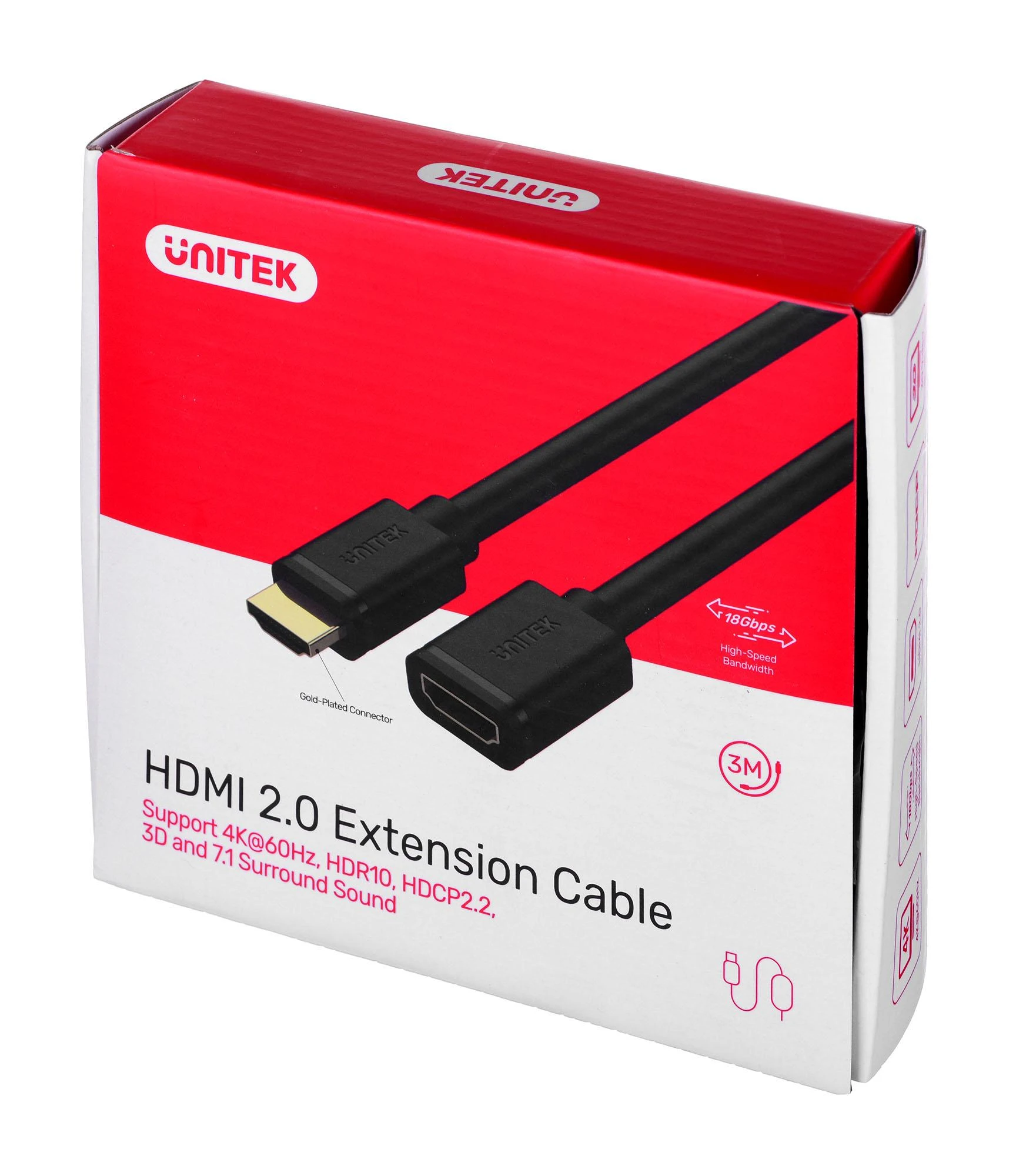 UNITEK Y-C166K ilginimo kabelis HDMI v.2.0 M/F3m