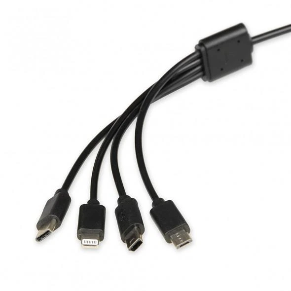 IBOX USB MULTI 4 IN 1 KABELAS: 2X USB-C MICRO USB LIGNING – SPALVOTAS KABELIS