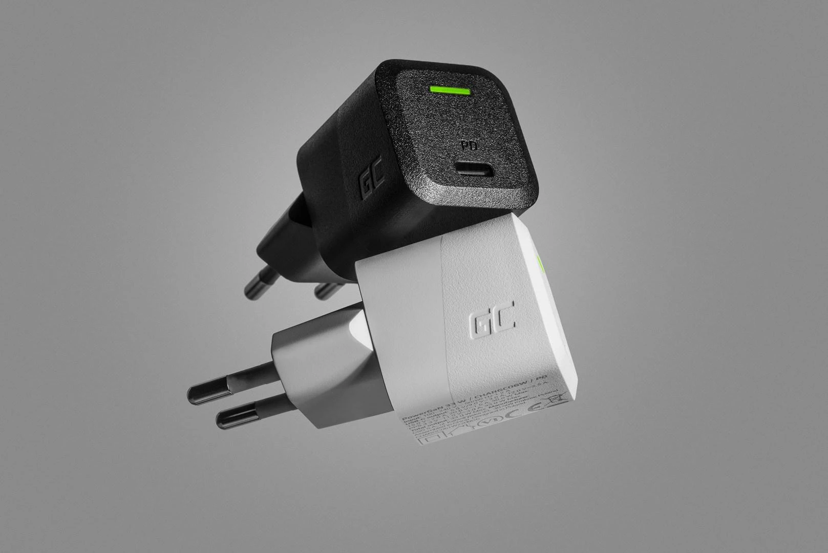 Green Cell Žalias Cell Žalias CELL Charger USB-C GaN GC PowerGaN 33W PD 3.0 QC 3.0 1x USB-C baltas