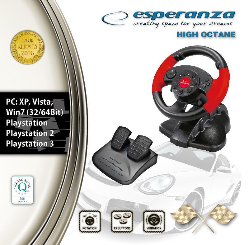STEERING WHEEL ESPERANZA EG104 PC / PS3 / XBOX 360 Žema kaina Varle.lt