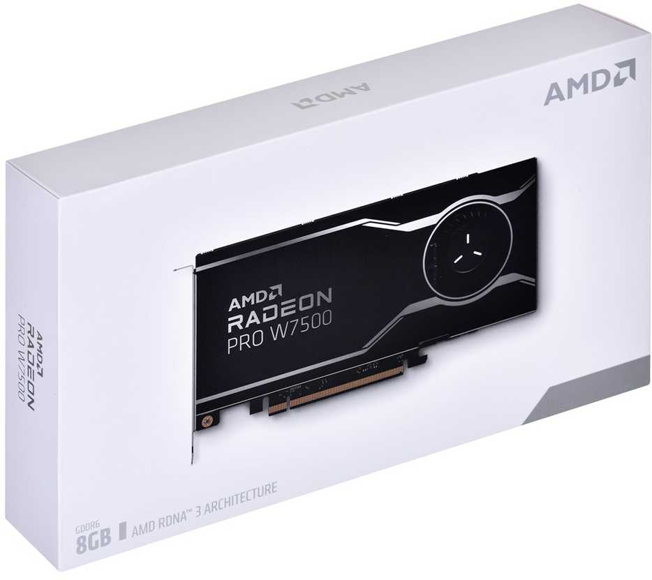 AMD GPU W7500 8GB GDDR6 128bit, 12Tflops, 4x DP 2.1, aktyvus ventiliatorius, RDNA3