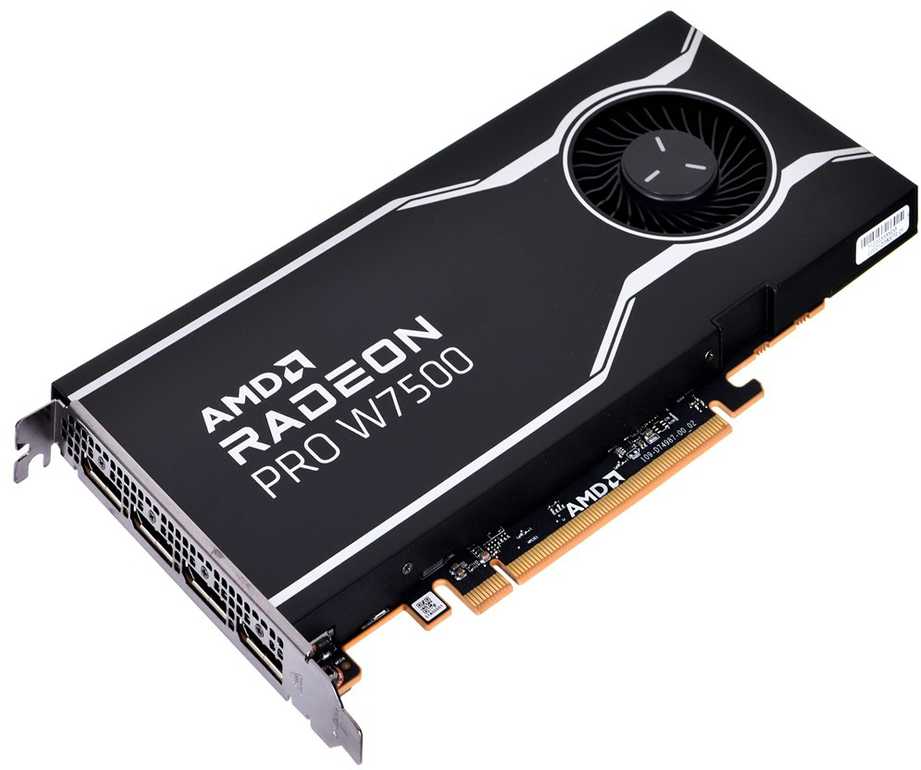 AMD GPU W7500 8GB GDDR6 128bit, 12Tflops, 4x DP 2.1, aktyvus ventiliatorius, RDNA3