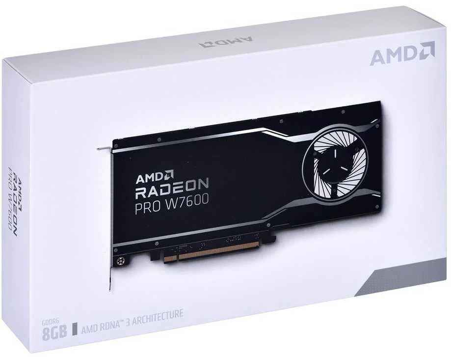 Vaizdo plokštė AMD GPU W7600 8GB GDDR6 128bit, 20Tflops, 4x DP 2.1, aktyvus ventiliatorius, RDNA3