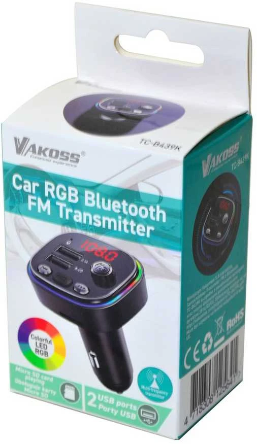 Vakoss TC-B439K FM siųstuvas 87,5 - 108 MHz Bluetooth/USB Juodas