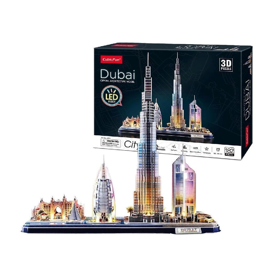 CUBICFUN City Line 3D dėlionė su LED (didelė)„Dubajus"