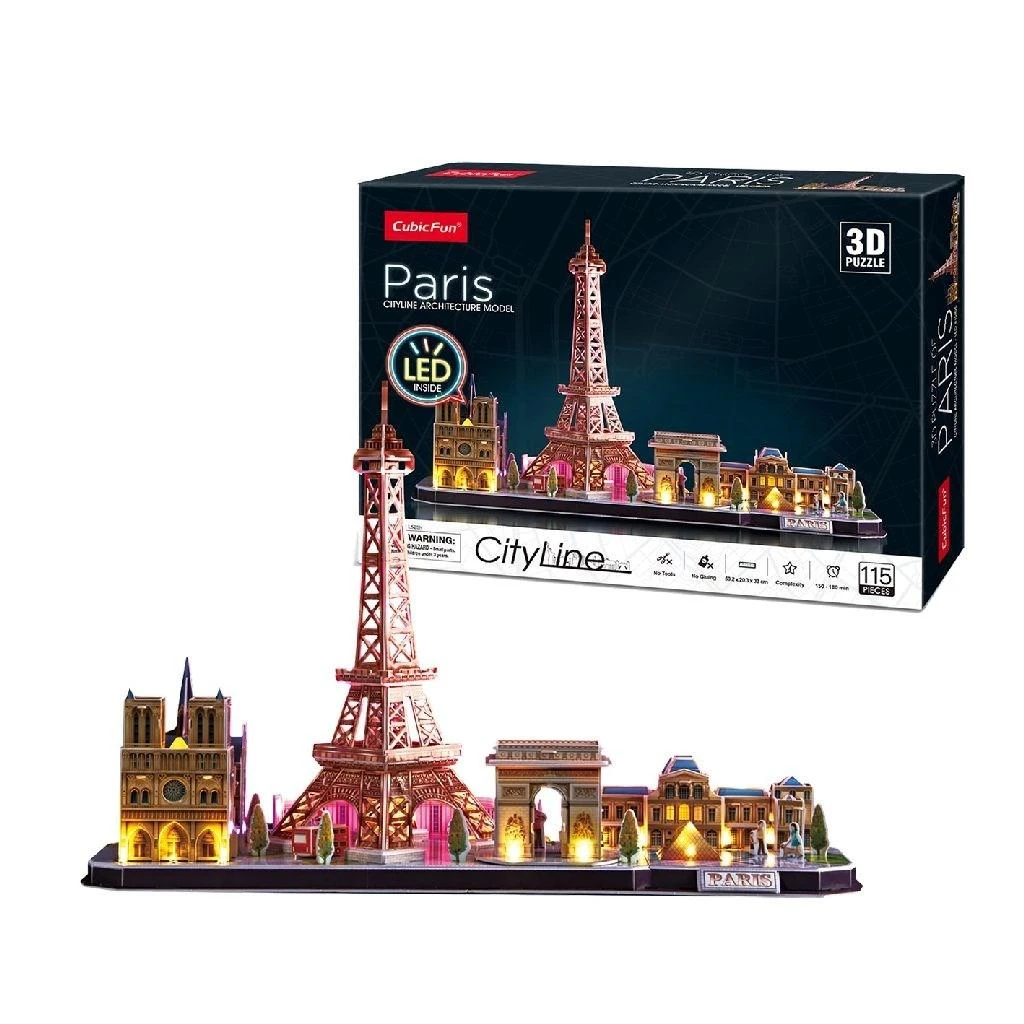 CUBICFUN City Line 3D dėlionė su LED (didelė)„Paryžius"