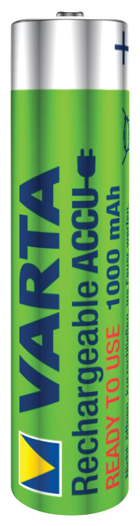 VARTA HR03 AAA įkraunamos baterijos 1000 mAh 05703, 4 vnt., žalia, geltona