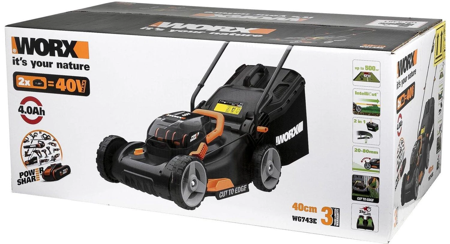 Akumuliatorinė vejapjovė WORX WG743E 2x20V 4Ah