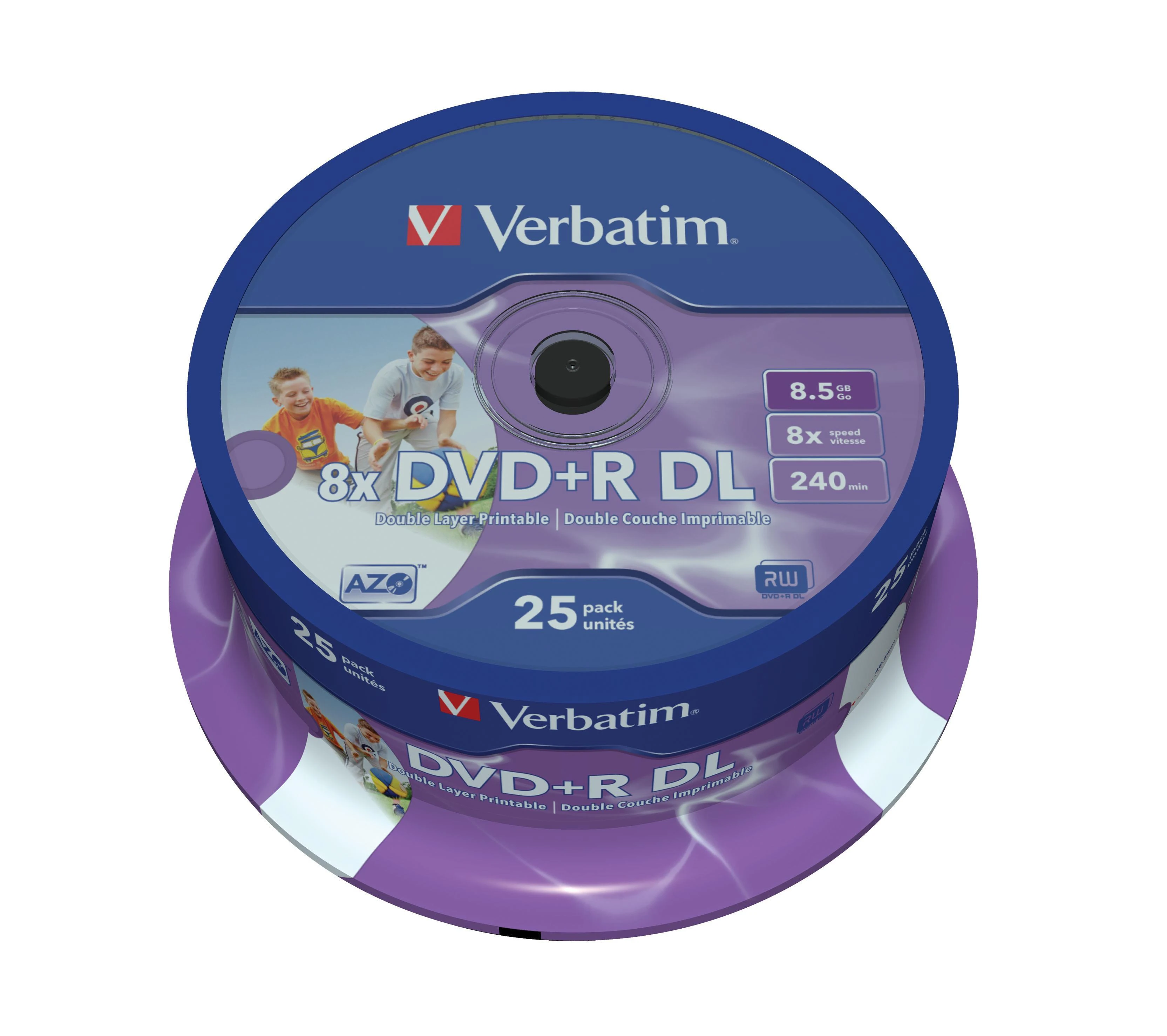 VERBATIM 25x DVD+R DL 8,5GB 8x Spindel platus spausdinimo paviršius