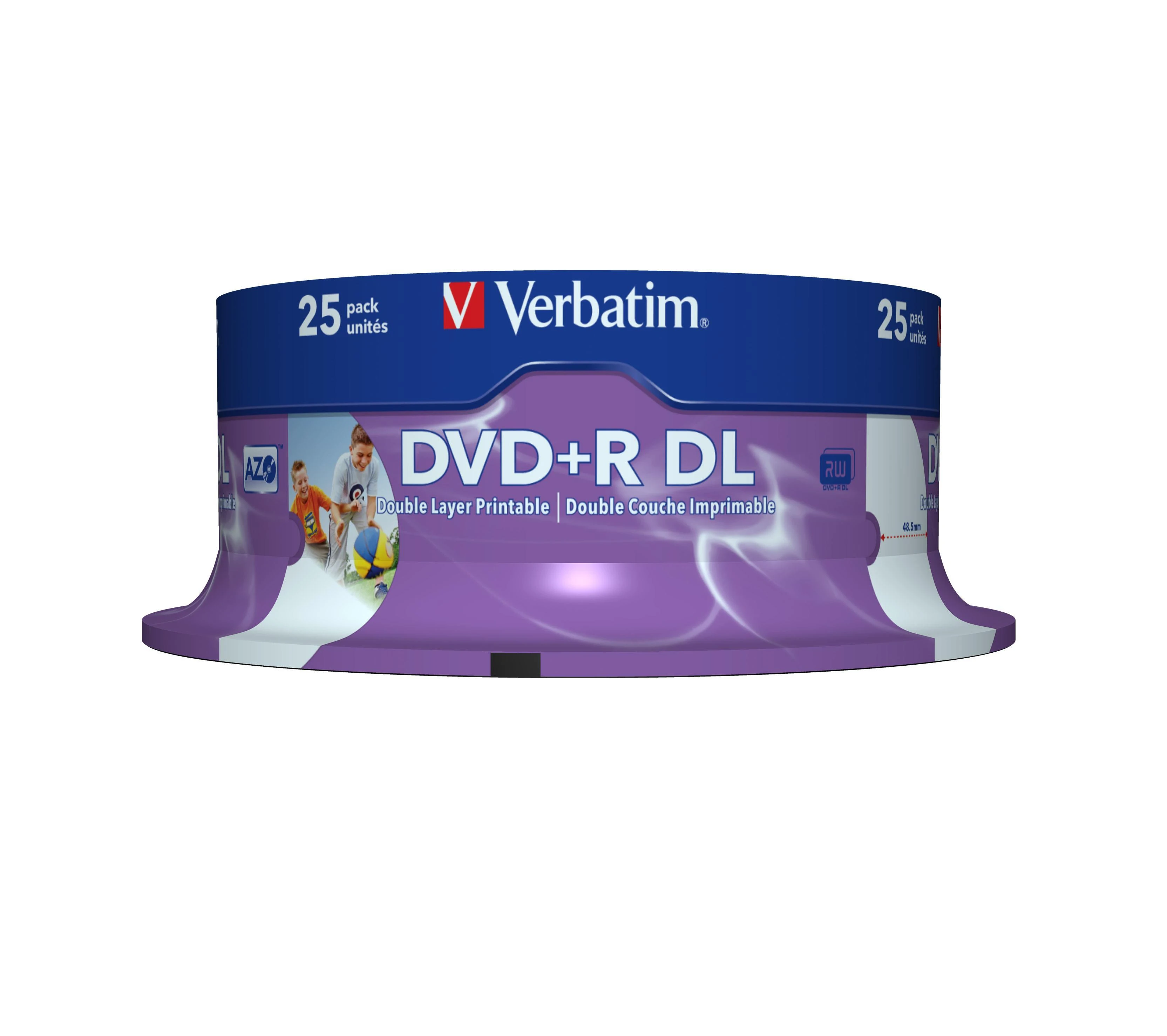 VERBATIM 25x DVD+R DL 8,5GB 8x Spindel platus spausdinimo paviršius
