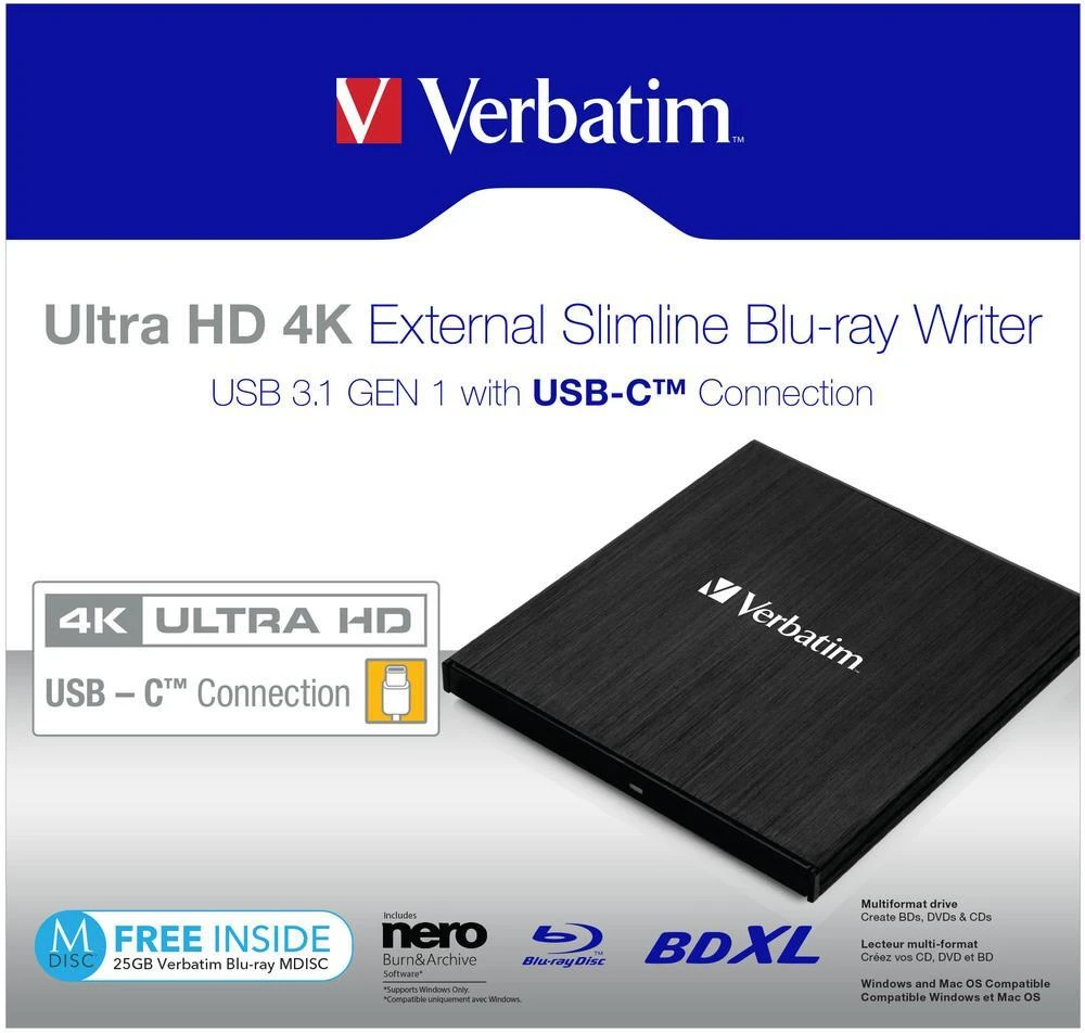 Verbatim 43888 optinių diskų įrenginys Juoda Blu-Ray DVD Combo