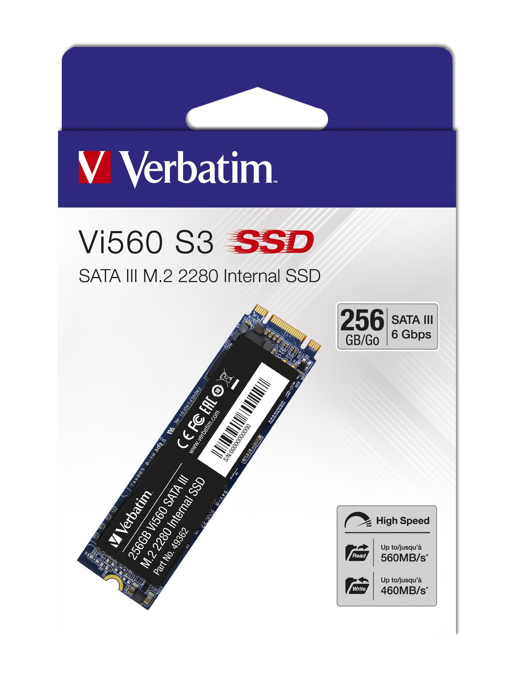 Verbatim Vi560 S3 SSD 256GB M.2 SATA 6Gb/s – vidinis kietojo kūno modulis