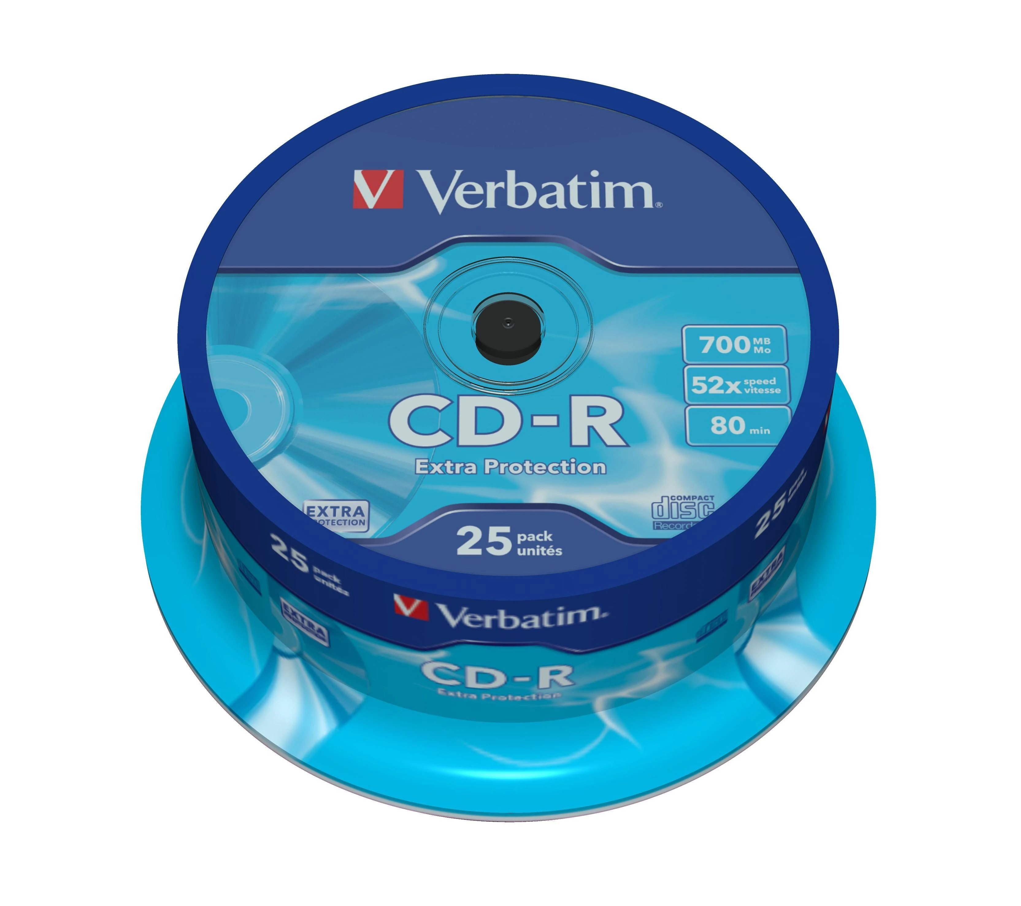 „Verbatim CR-R Extra Protection“ 0,7 GB, 52 x 25 pakuotės velenas