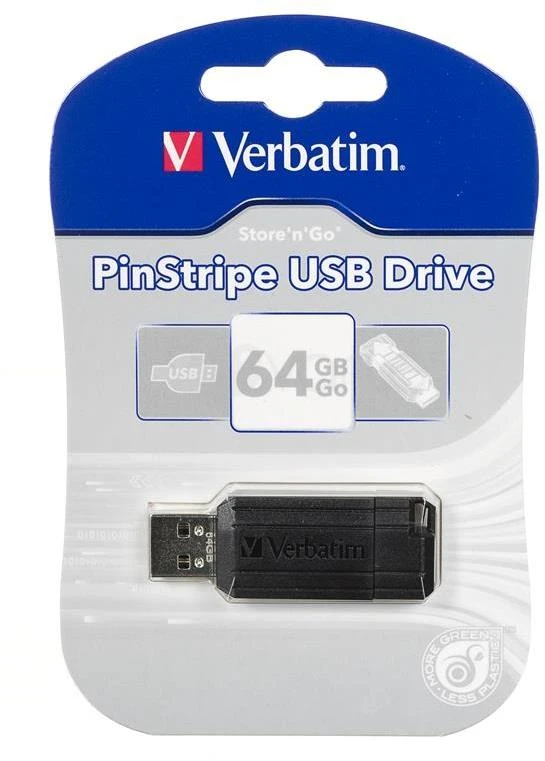 Verbatim PinStripe USB atmintukas 64 GB USB A tipo 2.0 Juoda