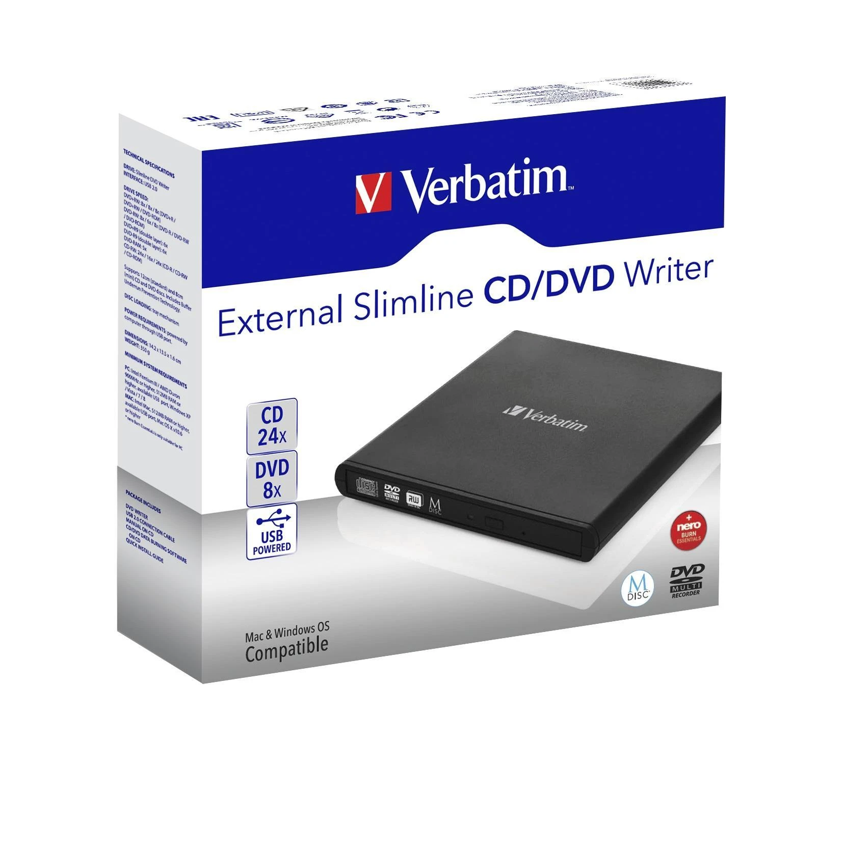 Kietasis diskas Burner Verbatim 98938 (USB 2.0, External)