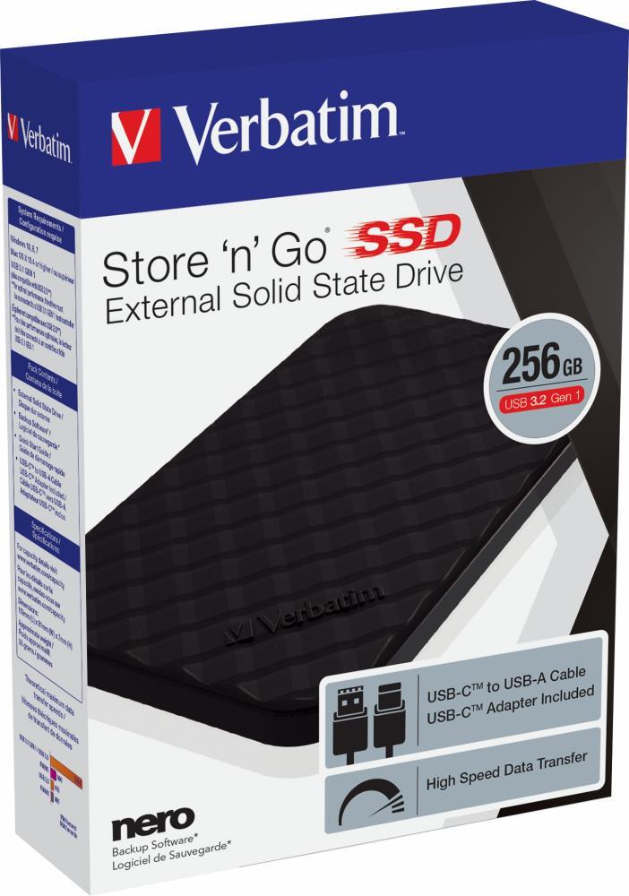 Kietasis diskas Dysk zewnętrzny SSD Verbatim Store 'n' Go Portable 256GB Juodas (53249)