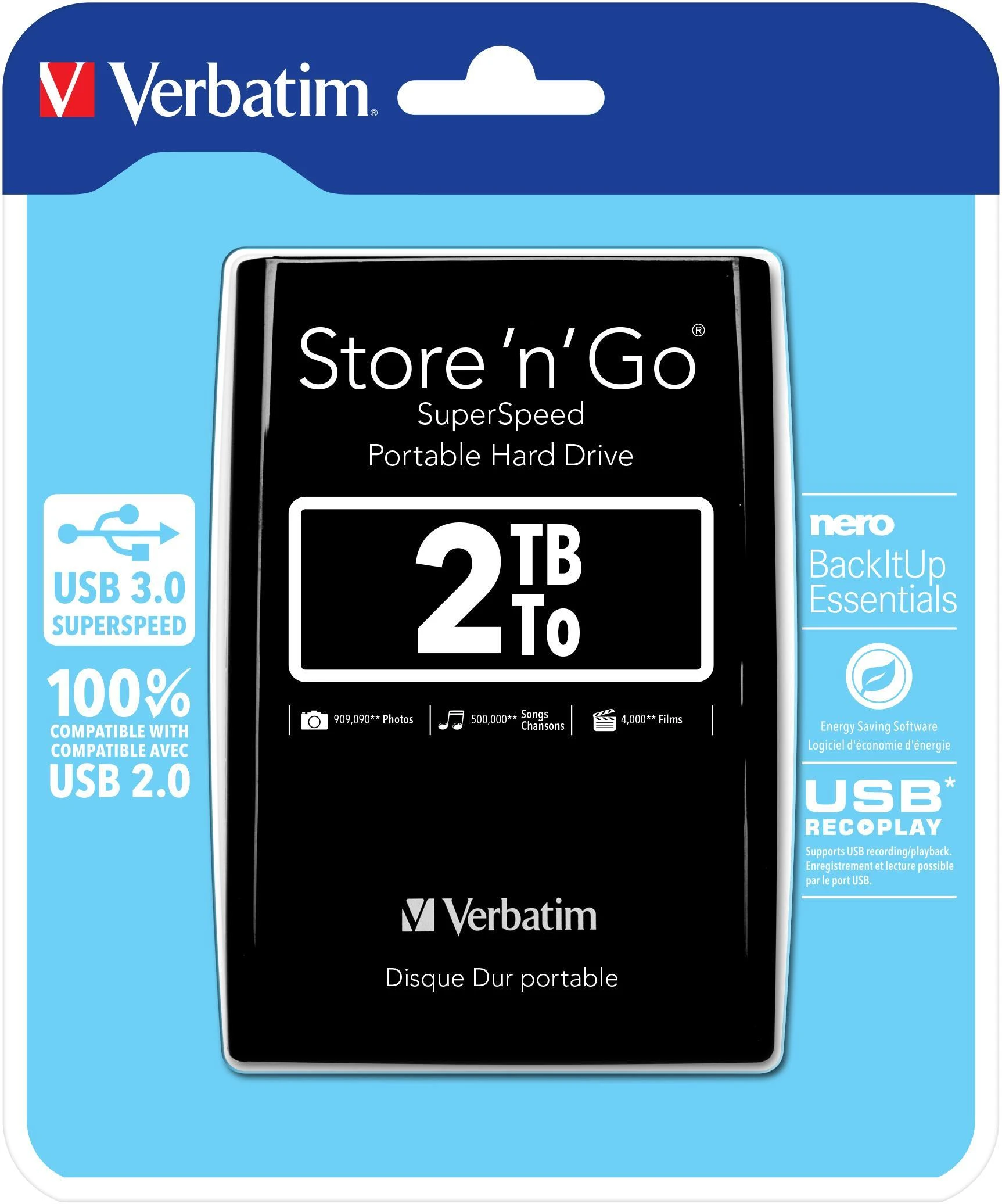 Kietasis išorinis diskas Verbatim Store & Go 2.5'' 2TB USB3 Juodas