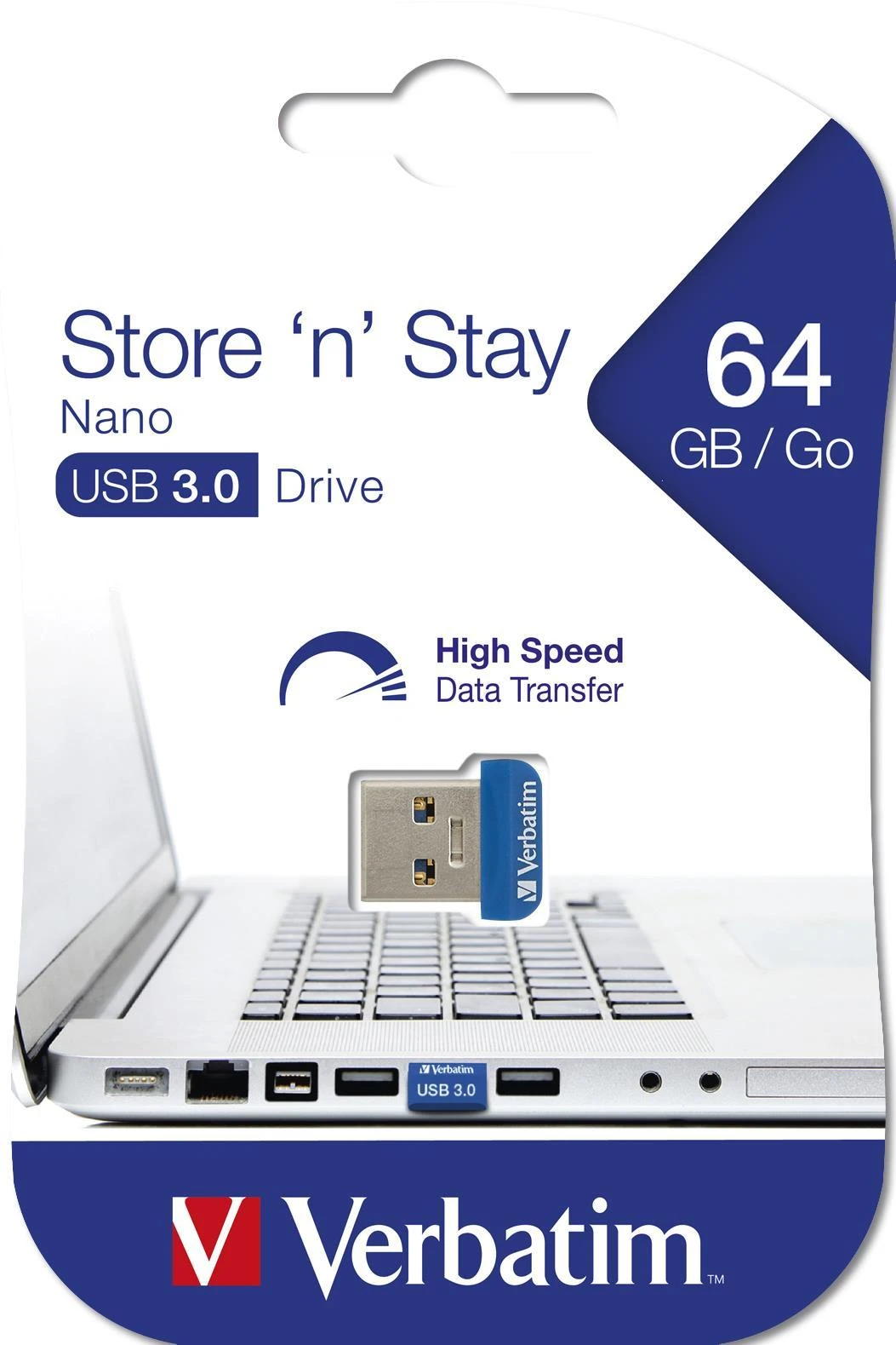 Verbatim Pendrive 64GB USB-A 3.2 NANO mėlynos spalvos 98711