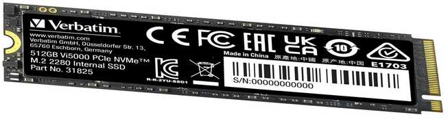 SSD vidinis Verbatim Vi5000 M.2, 31825, 512 GB, juodas, 5000 MB/s-R, NVMe, 2500 MB/s-W