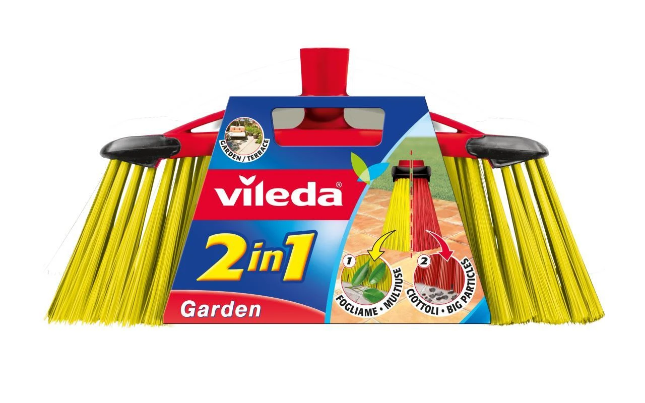 Šluota - Vileda 2in1 Sodo Lauko Raudona/Geltona