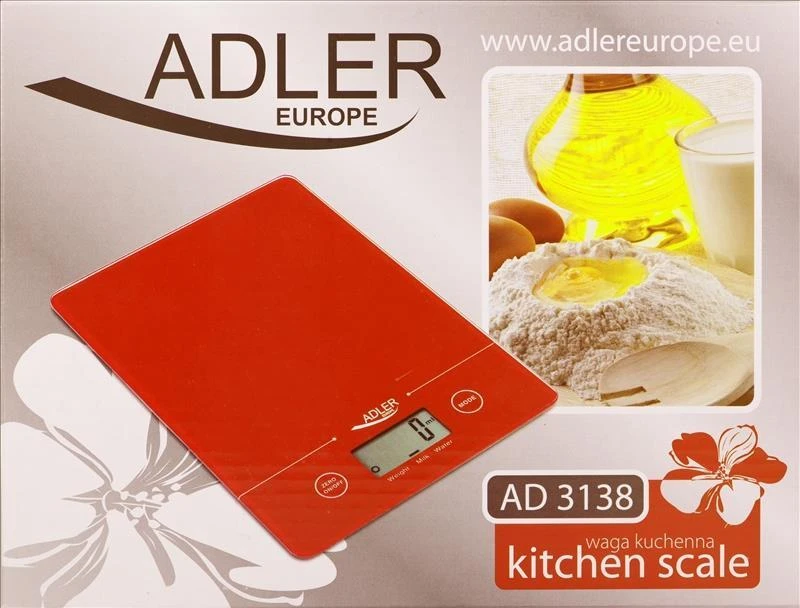 Adler | Virtuvinės svarstyklės | Adler AD 3138 | Maksimalus svoris (talpa) 5kg | Graduacija 1 g | Ekrano tipo LCD | Juodas