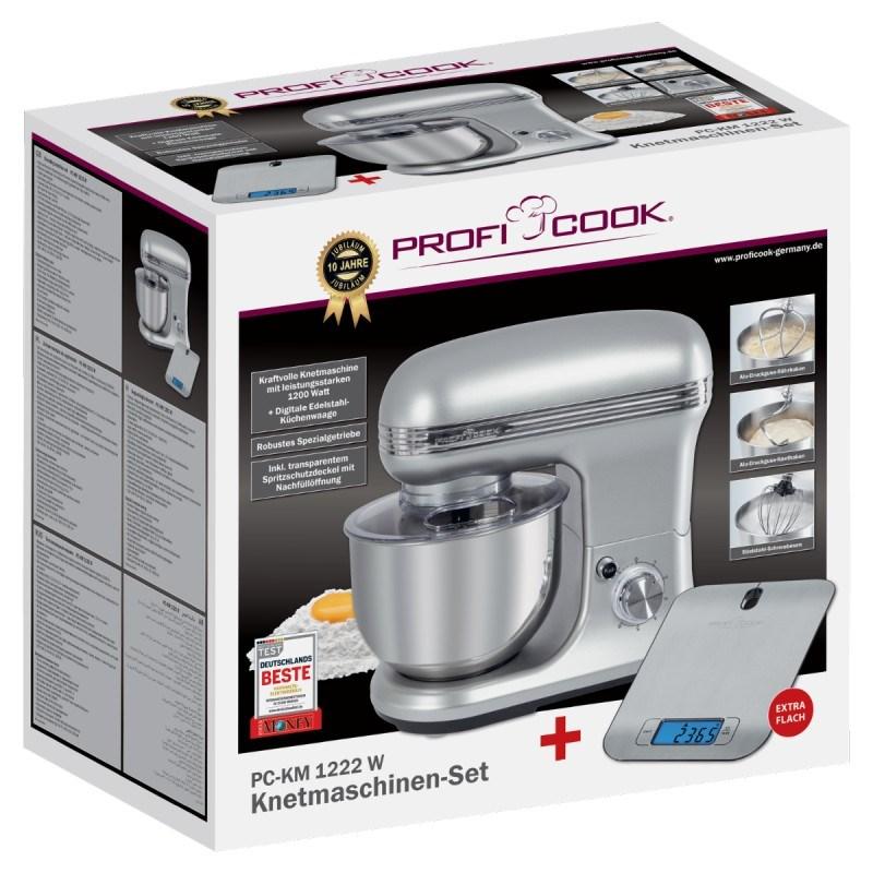Profi Cook ProfiCook virtuvinis kombainas tešlai minkyti, 1200 W, su 5 l dubeniu ir virtuvinėmis svarstyklėmis, PC-KM1222W