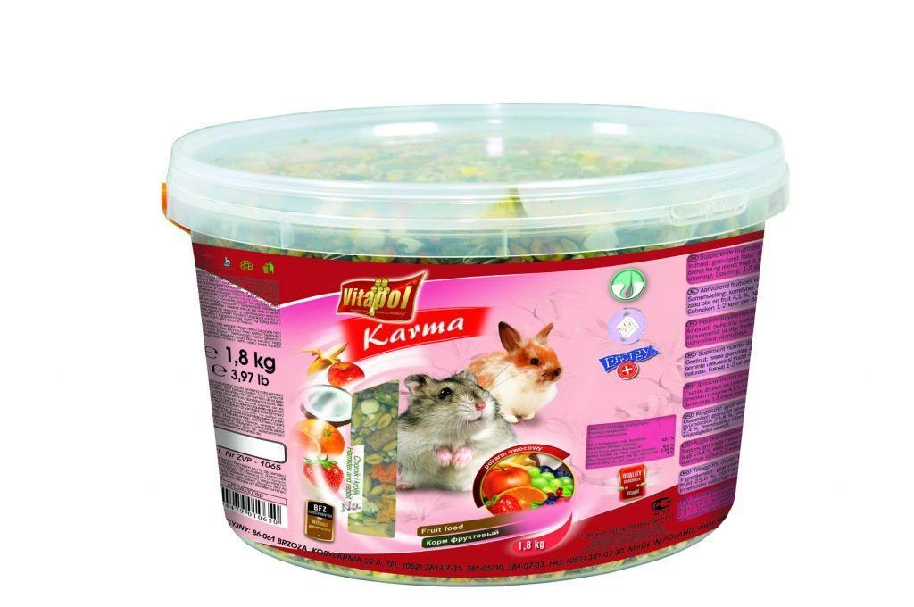„Vitapol“ VAISIŲ MAISTAS ŽIURKĖLĖMS IR TRIUSIUI KIBIŠAS 1,8kg