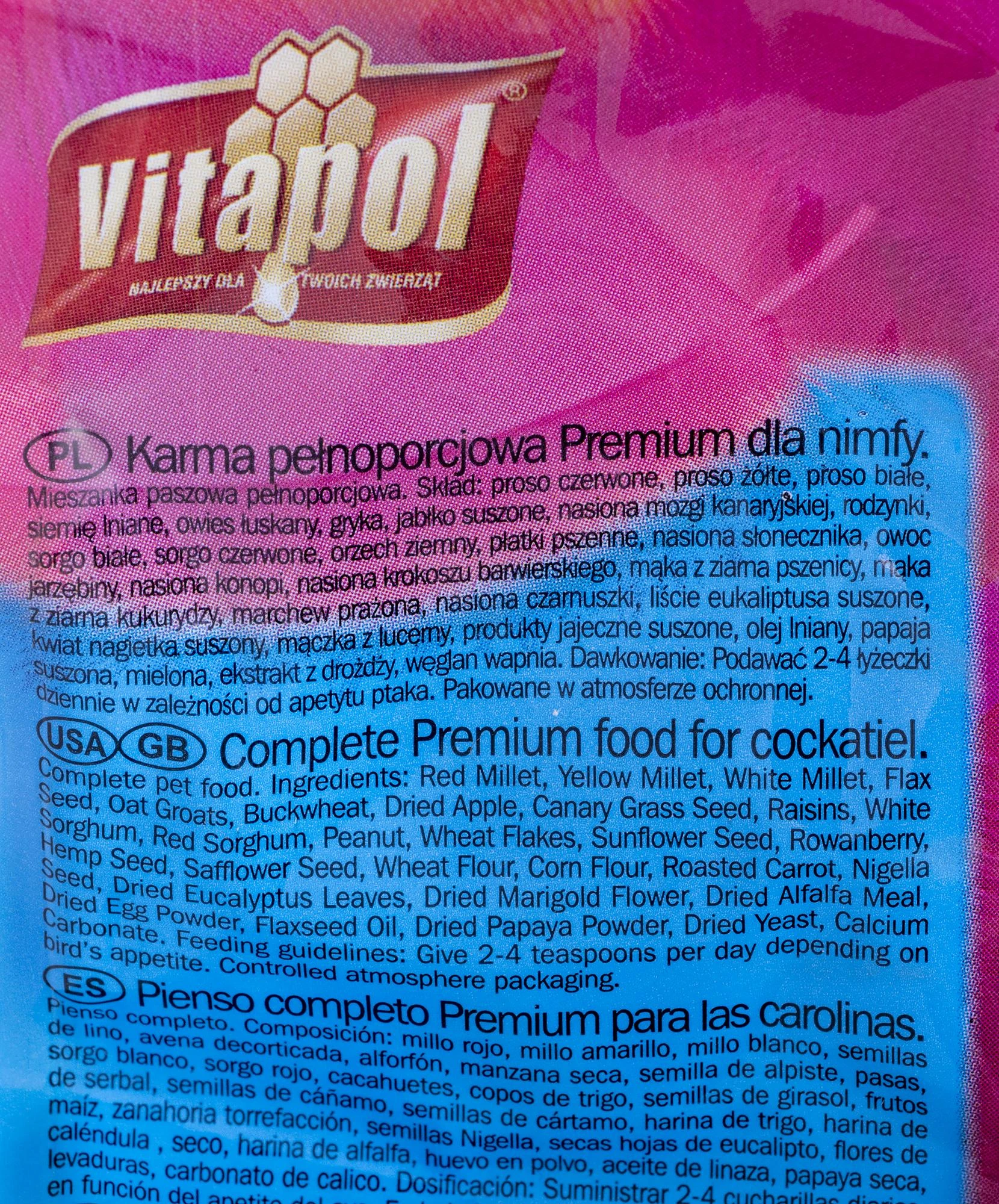 VITAPOL Premium - maistas nimfoms - 1kg