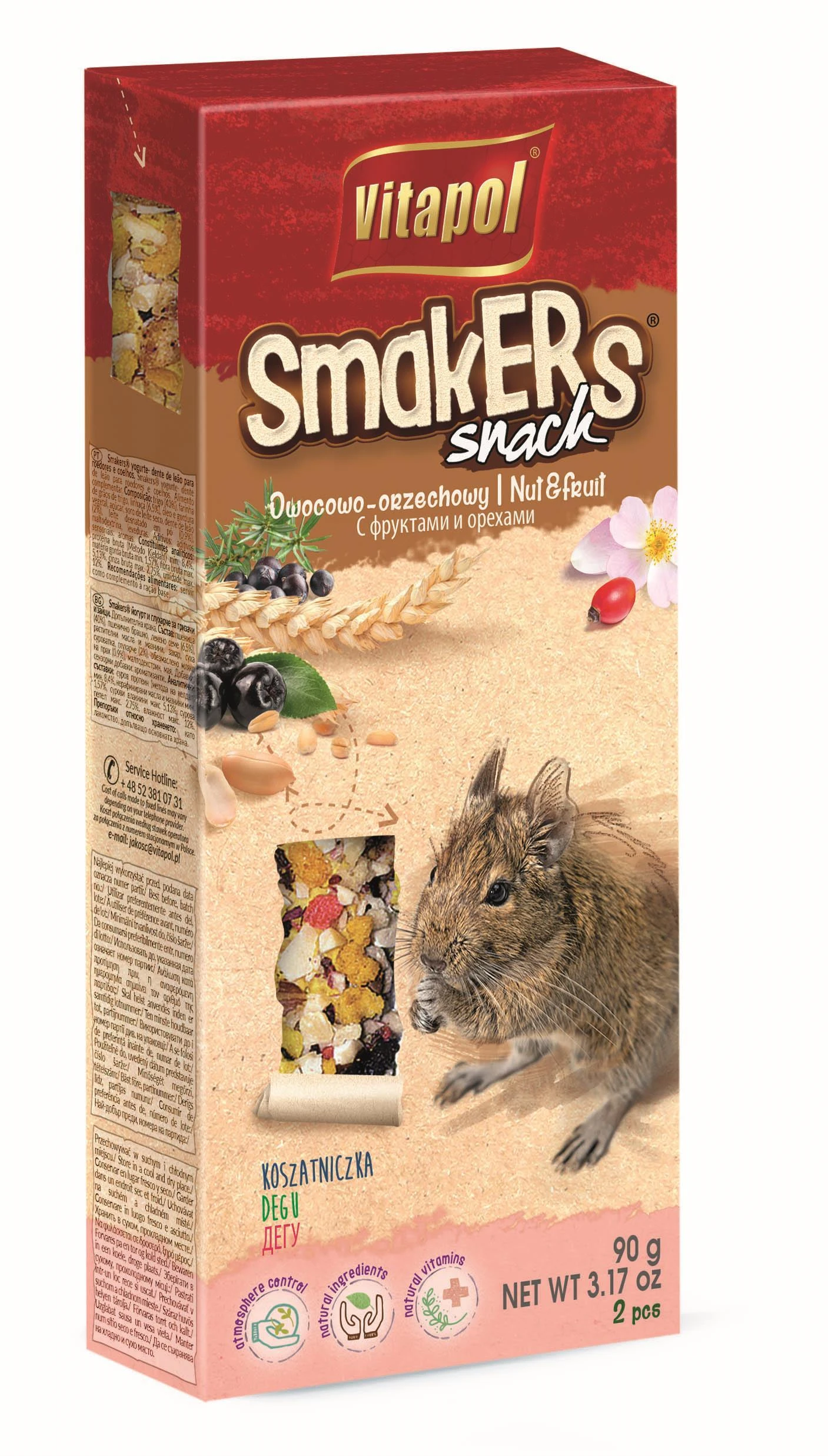 Vitapol Smakers® degu su vaisiais, riešutais ir rožių žiedlapiais 2vnt
