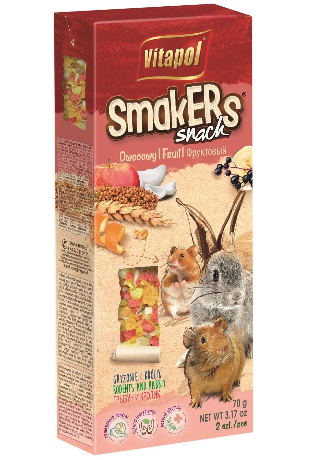 Vitapol Smakers skanėstas triušiams ir graužikams su vaisiais 90g (2 vnt)