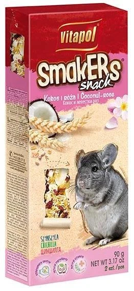 None Vitapol Smakers su kokosais ir rožių žiedlapiais skanėstas šinšiloms 90g (2 vnt)