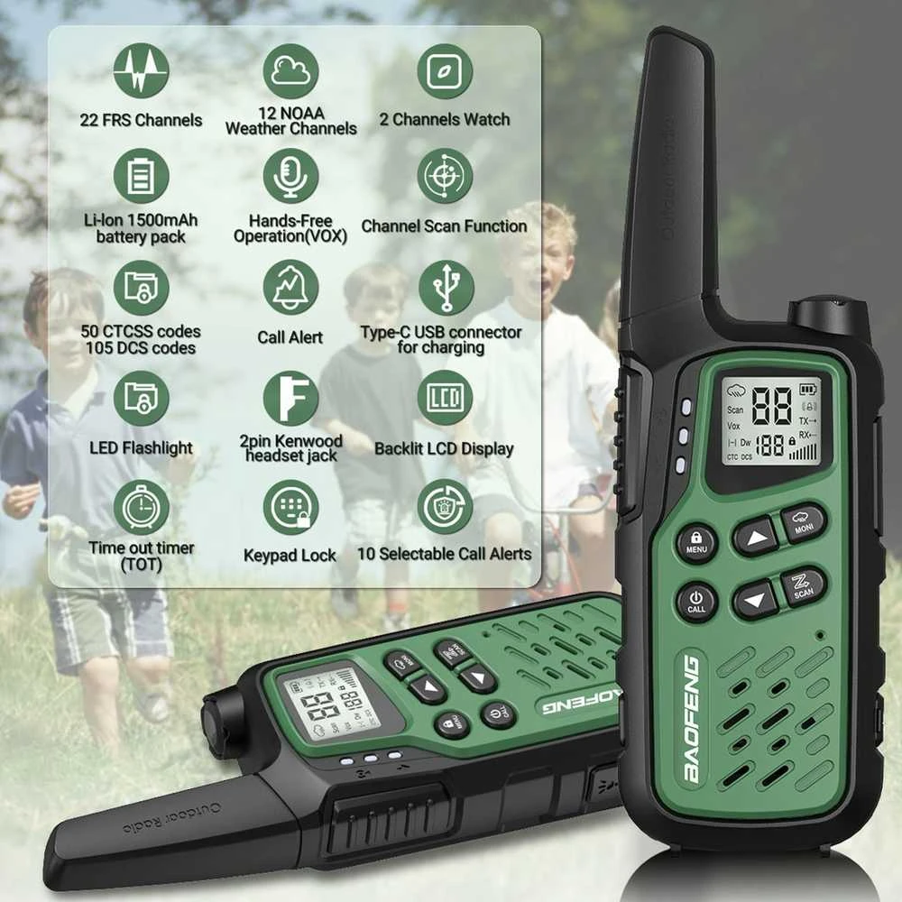 Walkie-Talkie Baofeng BF-T25E Žalias, 2 pieces