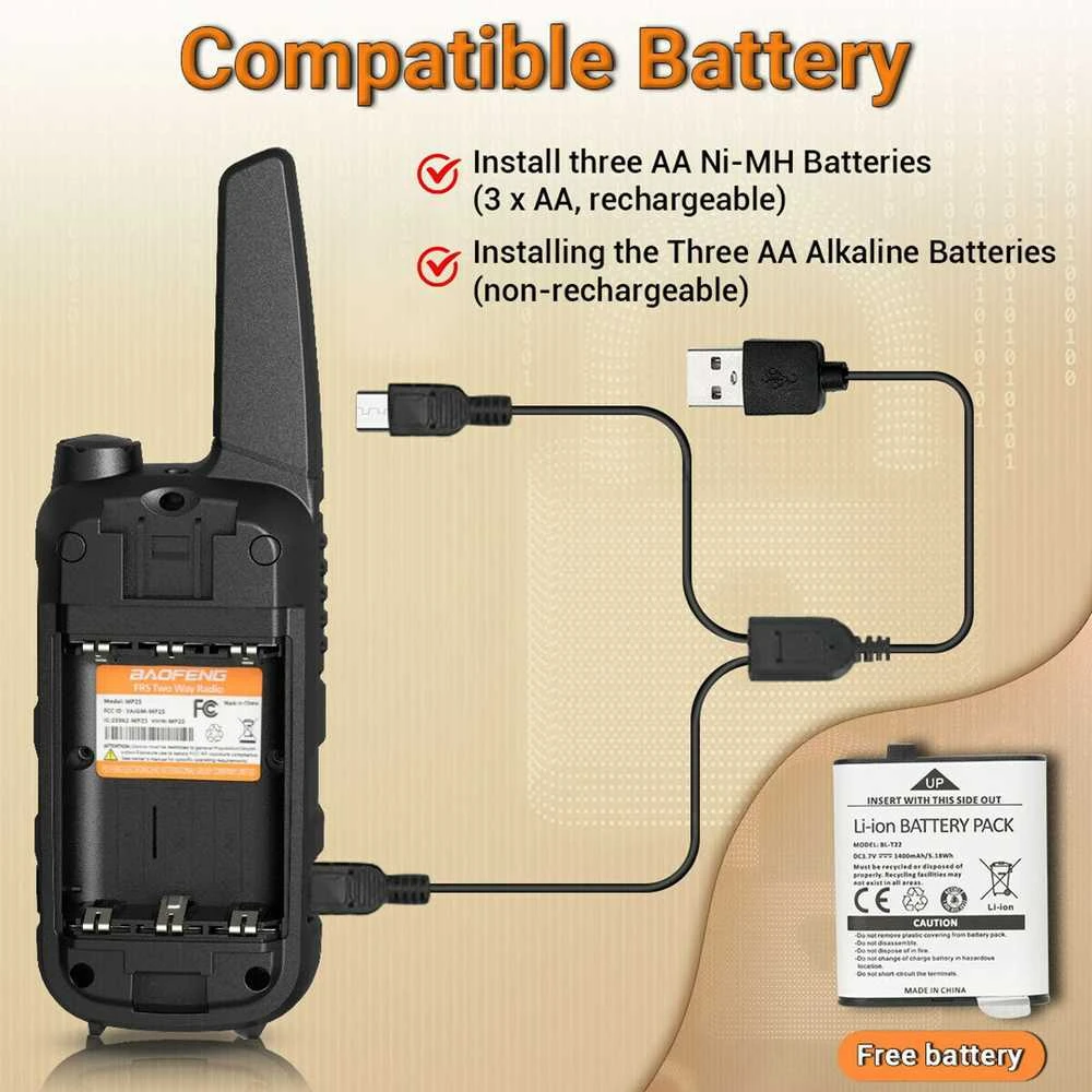 Walkie-Talkie Baofeng BF-T25E Oranžinis, 2 pieces