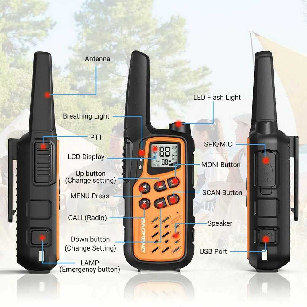 Walkie-Talkie Baofeng BF-T25E Oranžinis, 2 pieces