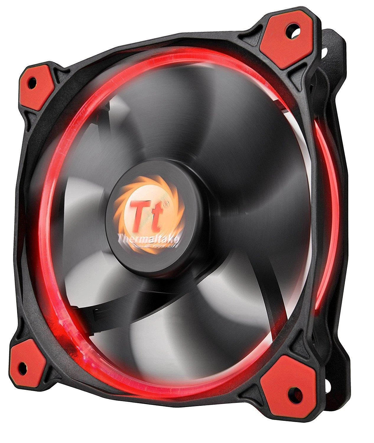 Thermaltake Riing 12 veikiantis ventiliatorius su raudonu LED žiedu
