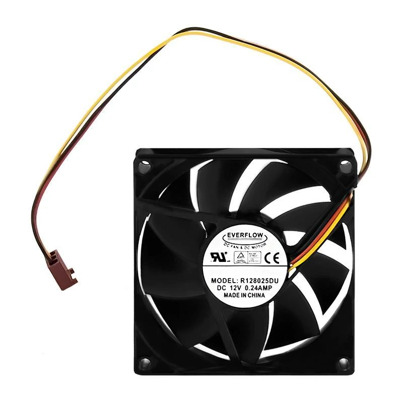 Qoltec 80mm ventiliatorius su 3-pin jungtimi ir Everflow varikliu