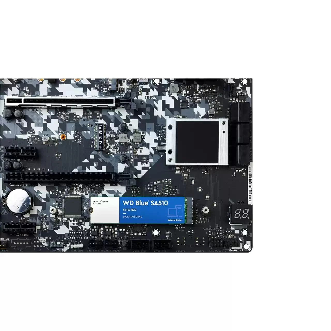WD Mėlyna SA510 SSD 500GB M.2 2280 SATA III 6Gb/s vidinis, vienos pakuotės, maitinamas „SANDISK“