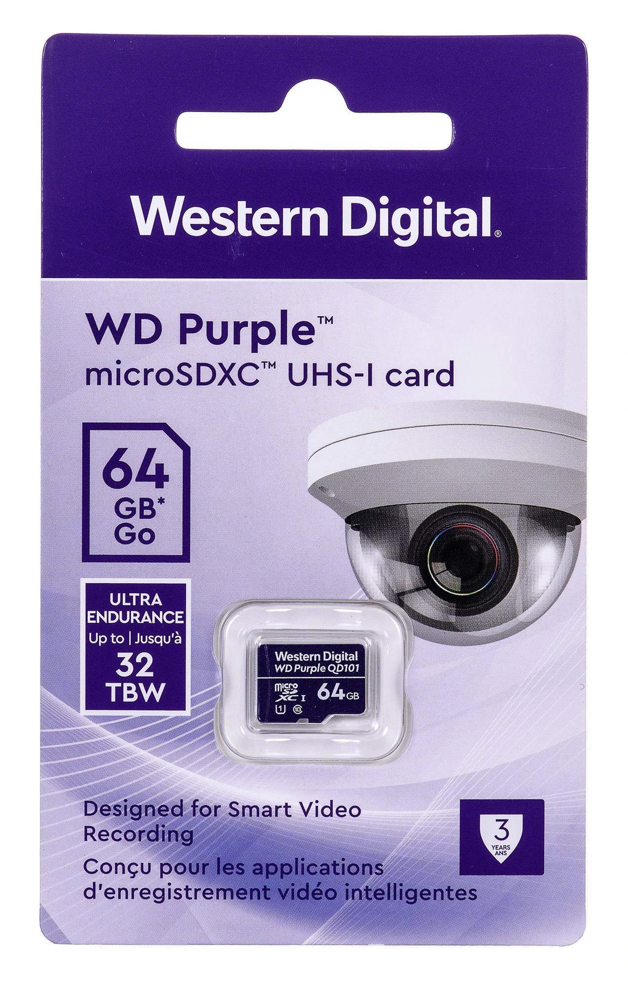 WD Purple 64GB microSD kortelė pakuotėje