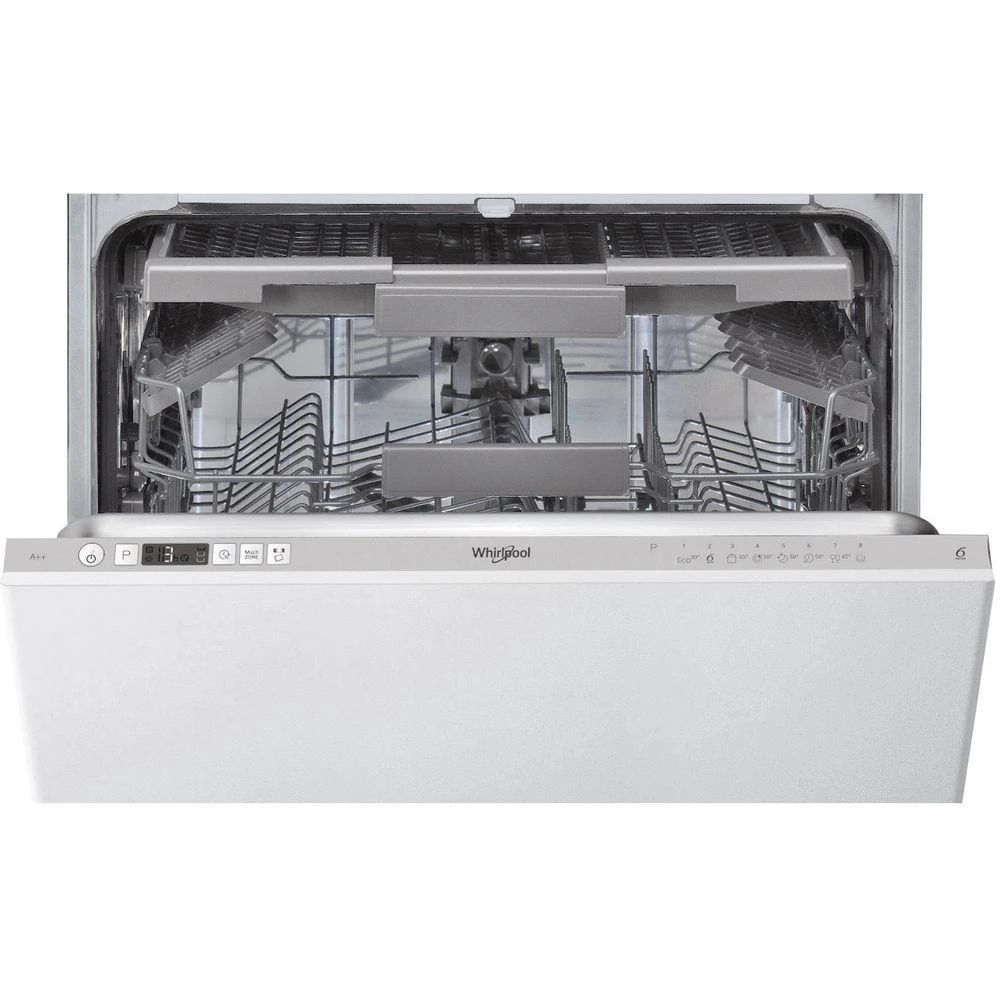 Įmontuojama indaplovė WHIRLPOOL WIC 3C26 F, Energijos klasė E (sena A++) 60 cm, Trečias krepšelis, 8 programos