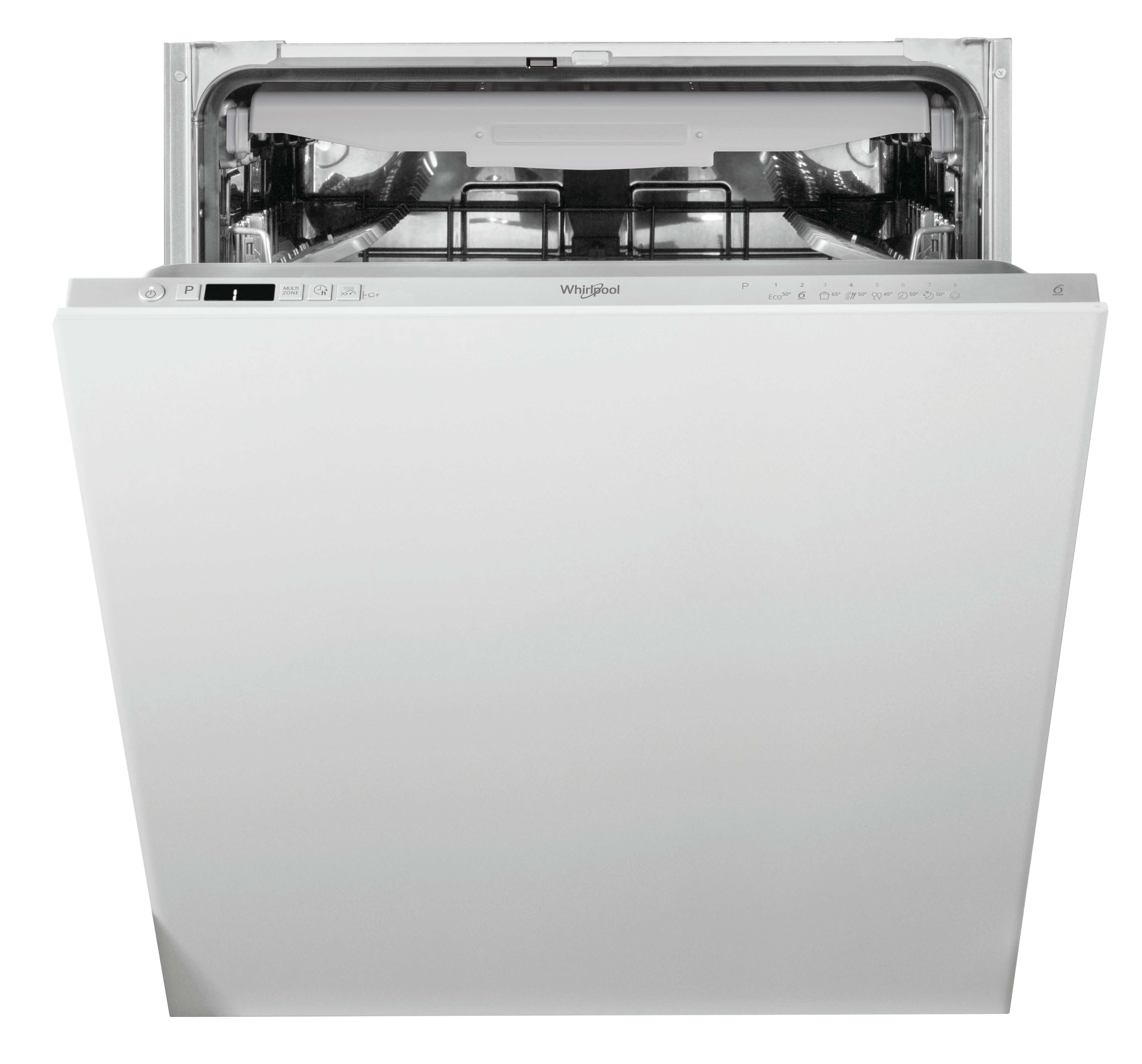 Įmontuojama indaplovė WHIRLPOOL WIC 3C26 F, Energijos klasė E (sena A++) 60 cm, Trečias krepšelis, 8 programos