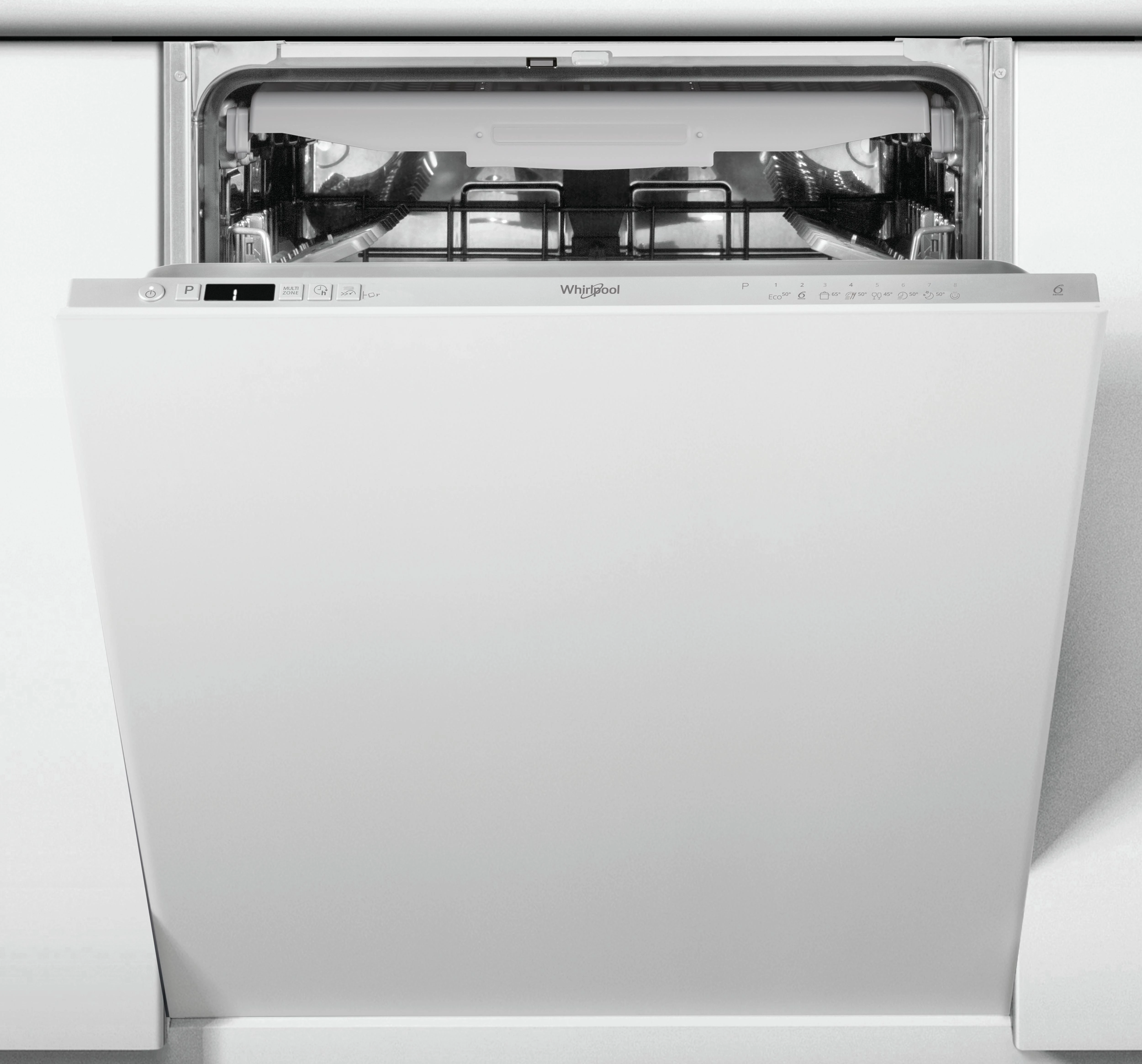 Įmontuojama indaplovė WHIRLPOOL WIC 3C26 F, Energijos klasė E (sena A++) 60 cm, Trečias krepšelis, 8 programos