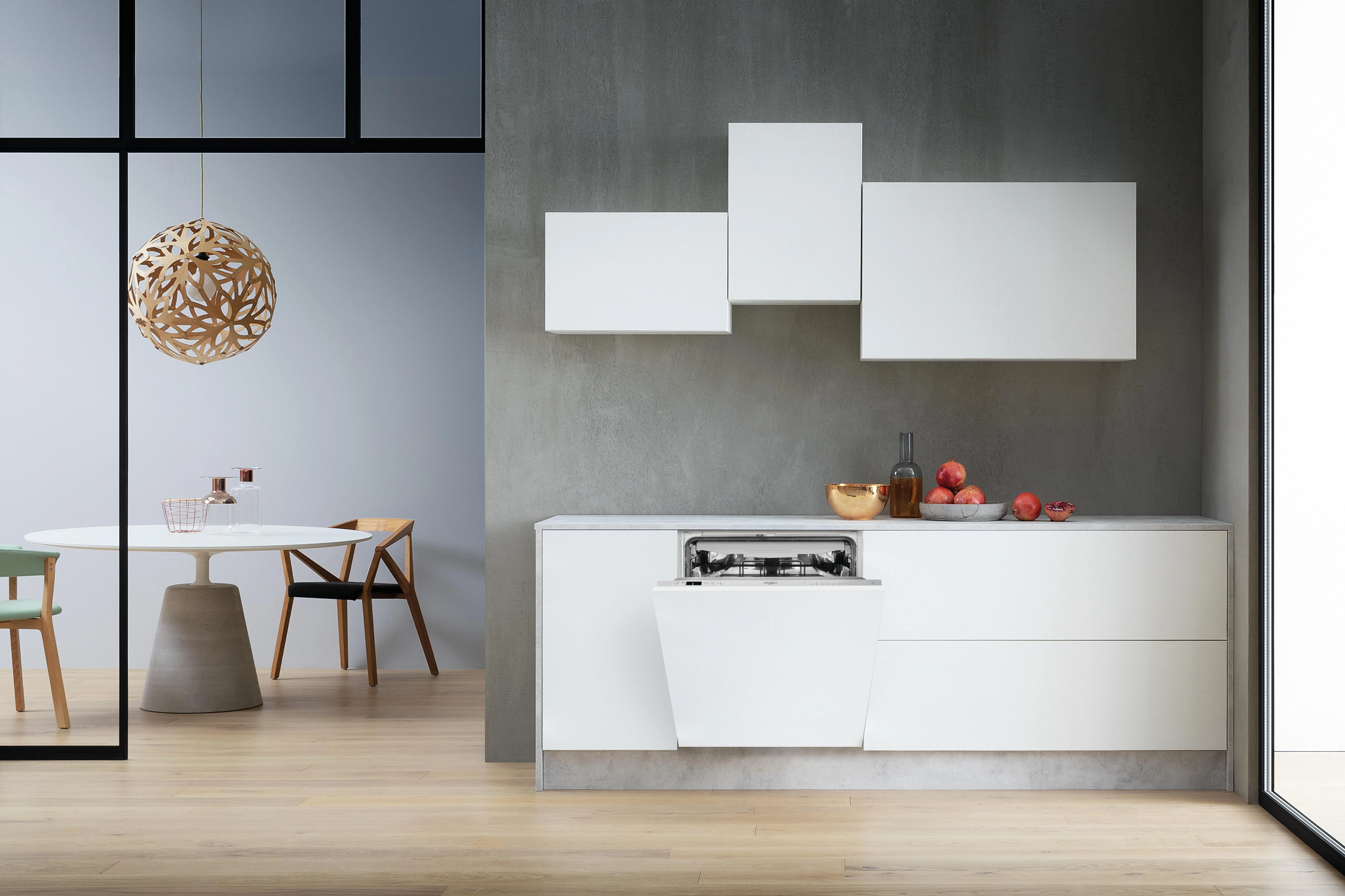 Įmontuojama indaplovė WHIRLPOOL WIC 3C26 F, Energijos klasė E (sena A++) 60 cm, Trečias krepšelis, 8 programos